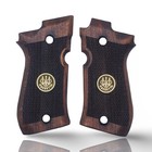 Zib Grips Beretta 81 84 Bb   Fatih 13 Brown Beech Wood Checkered Gold Medallion