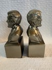 Vintage Pm Craftsman Lincoln Bust Bookends Antique Bronze Brass Finish Heavy