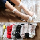 Women s Ultra-thin Sheer Socks Retro Floral Embroidery Long Nylon Socks