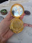 Coty Airspun Brass Powder Compact Gold Tone Concentric Circles Red Dot
