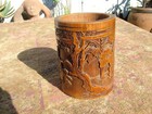 Antique Large Chinese Nicely Hand Carved Bamboo Brush Pot