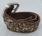 Vtg Orciani Brown Leather Studded Punk Rock Belt Model 4231 80cm Size 32 Italy