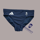 Adidas Men Navy Blue Team Gb Logo Swim Brief Swimwear 32 34 36 38 40 42