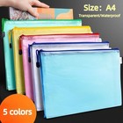 5 Pcs A4 Mesh File Bags  5 - Color Transparent Waterproof Document Pouches W zip