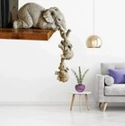 3pcs Elephant Figurines Set Resin Crafts Cute Elephant Holding Baby Home Decor