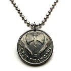 1943 Vichy France Franc French Coin Pendant Double Axe World War 2 Paris N003879