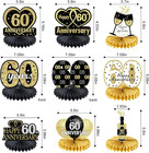 8pcs 60 Wedding Anniversary Party Supplies  Black Gold Sixty Year Anniversary 