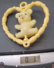 Vintage Baby Rattle Celluloid Plastc Teddy Bear In A Heart Yellow 