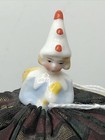 3    Antique German Bisque 1 5    Half 1 2 Doll Pin Cushion Girl Clown Pierette   x