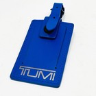 Tumi Luggage Tag Blue Id Holder Travel Bag Name Card Case Silver Logo