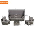 5 Pieces Outdoor Patio Wicker Daybed Furniture Set W canopy  storable Side Table