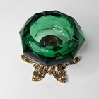 Vintage Hollywood Regency Emerald Green Glass Brass Footed Ashtray