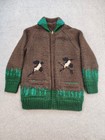 1950 s Mary Maxim 100  Wool Cowichan Pheasant Hunting Cardigan Sweater