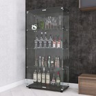 Floor Standing Curio Bookshelf Two-door Glass Display Cabinet 4 Shelves 4-tiers