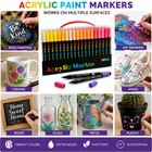 120 Color Acrylic Paint Markers Dual Tip Brush Fine Pens Art Rock Wood Craft Set