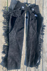 Used Congress Leather M Suede Fringed Western Show Chaps W silver Concho Us Made