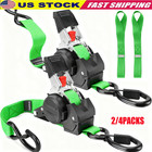 2 4-pack 10ft Retractable Ratchet Tie-down Straps   1763lbs Heavy-duty   S-hook