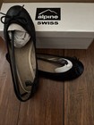 Alpine Swiss Aster Ballet Flats  Leather Slip On Shoes  Black Slip On Loafers 6 