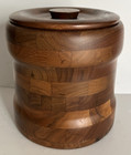 Vtg Handmade Black Walnut Ice Bucket   Solid Wood   Made In Usa   Mid Century