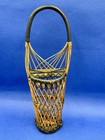 Vintage Wicker Rattan Hanging Basket Gallery Wall Pocket Boho Flat 10 5    Tall