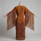 Women s Native American Western Suede Leather Long Wedding Dress Powwow Regalia