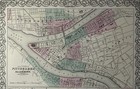 1870 Colton s Pittsburgh   Cincinnati Plans Hand Coloured Antique Map 17  X 14 