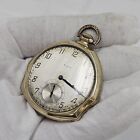 Antique Elgin Pocket Watch Fancy Unique 14k Gold Filled Case Mechanical 15 Jewel