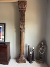 Antique Old Wood Hand Carved Columns Pillars Post Flower 93   Vintage