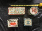 Mixed Lot Of 4 Vintage European Tin Collectible Metal Container Boxes