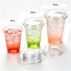 50 100 Pack 16-24oz Clear Plastic Cups With Strawless-sip-lids  Disposable Cup