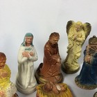 Vintage Nativity Christmas Chalkware Figurines Set 8 Hand Painted Manger Read