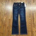 Nwt Miss Me Mid-rise Boot Cut Rhinestone Jeans Sz26  29x32  Blue Medium Wash
