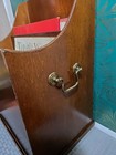 Vintage Bombay Co Mahogany Magazine Storage Rack Display Brass Carrying Handles
