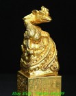 8 6  old Chinese Dynasty Bronze Gold Phoenix Bird Seal Stamp Signet Statue