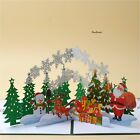 B04-3d Pop Up Christmas Greeting Card  christmas Tree  Santa And Snowman 