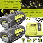 1 2x Battery For Ryobi 40v With Led Lithium-ion 40-volt Op406vnm Op40602