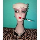 Vintage White Fascinator Hat W  Floral Applique   Feathers Bridal Retro Pinup