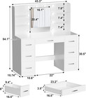 Makeup Vanity Desk With Mirror And 10 Lights  Table With 7 Drawers And 4 Open Sh