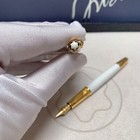 Montblanc Classique Trim 163 Solitaire White Gold Color Fountain Pen With Box