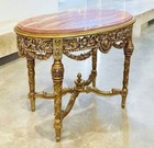 Coffee Table Coral Marble Topped French Style Antique Gold Details Furniture