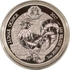 2017 Rwanda Proof 50 Francs Lunar 1 Oz  999 Silver Year Of The Rooster Gem  Ogp 