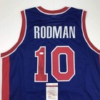 Autographed signed Dennis Rodman Detroit Blue Basketball Jersey Jsa Coa