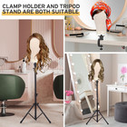 Wig Stand With Canvas Head Adjustable Tripod Clamp Set For Styling Cosmetology