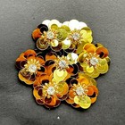 20 Pcs Golden Sequin 1 1 4  Flowers Beading Applique  Crystal Beaded Mix Flow   