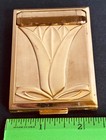 1940s Richard Hudnut Gold Tone Art Deco Lily Mirrored Compact With Lipstick