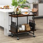 Home Bar Cart 2-tier Home Bar Cart W  Lockable Wheels   Anti-fall Guardrail