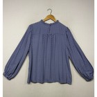 Boho Loft Womens Xl Blue Geometric Floral Ruffle Neck Balloon Blouse Peasant