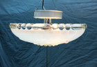 Vintage Deco 2 Bulb Ceiling Light Fixture 12  Pressed Glass Shade Old 190-23b
