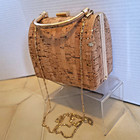Savannah Cork Mini Handbag Chain Crossbody Handle Purse Gold Trim   Highlights