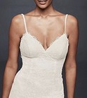 Galina By David   s Bridal Ivory Lace Mermaid Wedding Dress Size 10 Spaghetti Stra